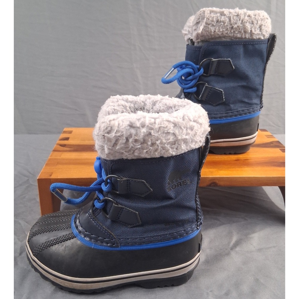 Sorel Kids Waterproof Snow Boots Blue Fur Lined‎ Winter Warm Size 9 Toddler